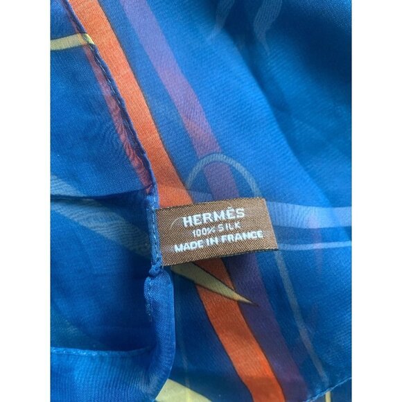 Hermes Scarf 27x66 inches Made in France Attrape Tes Reves Silk Logo RARE - Picture 7 of 9